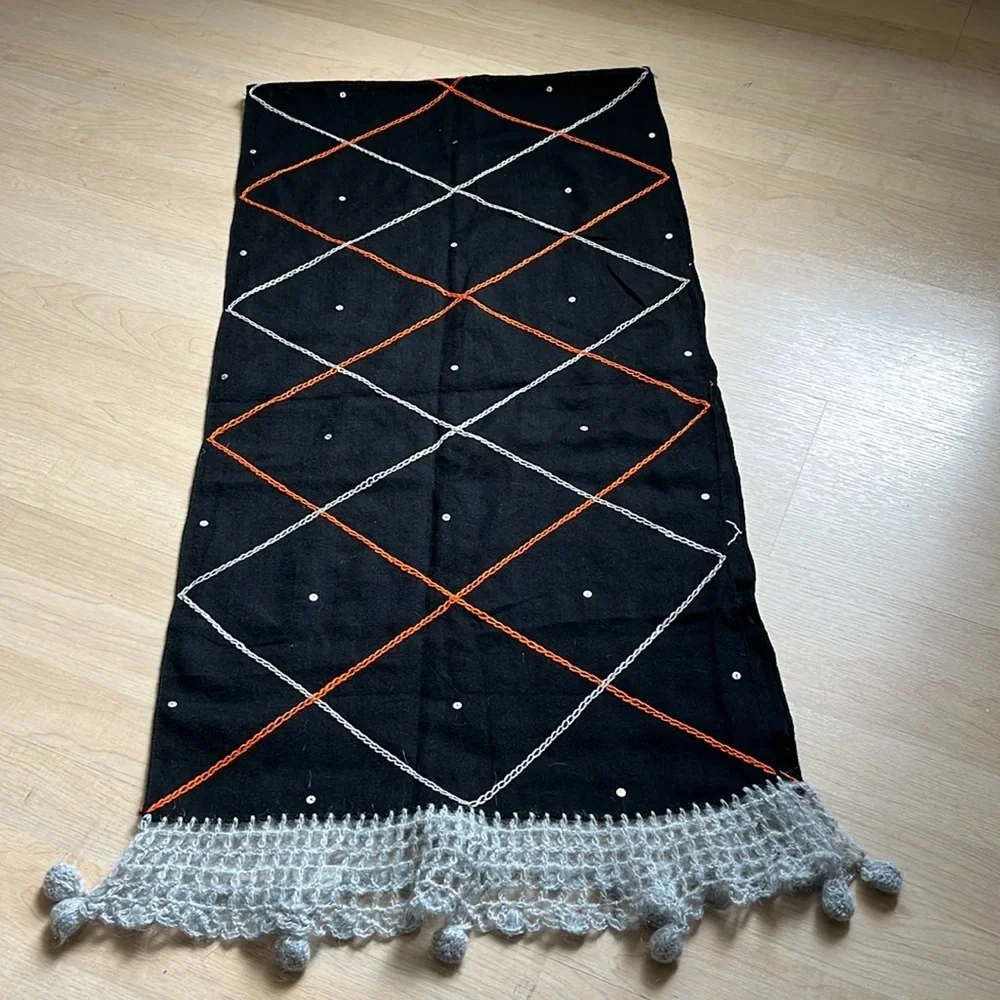 Halloween table runner 100% Wool crochet spider web 80x19”